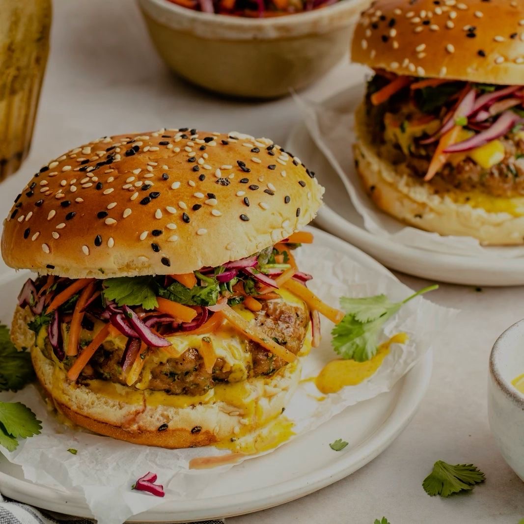 Jalapeño Curry Turkey Burgers with Corn Salad
