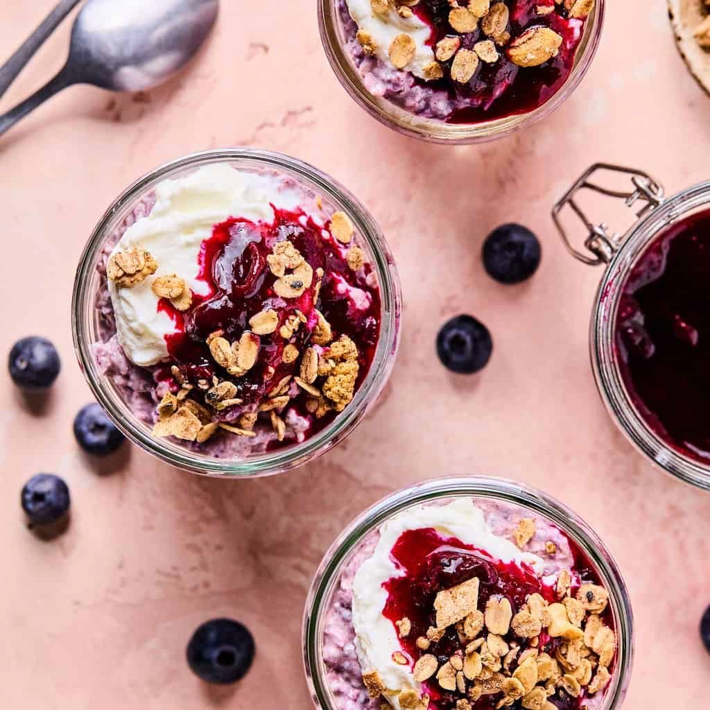 Blueberry Muffin Protein Overnight Oats