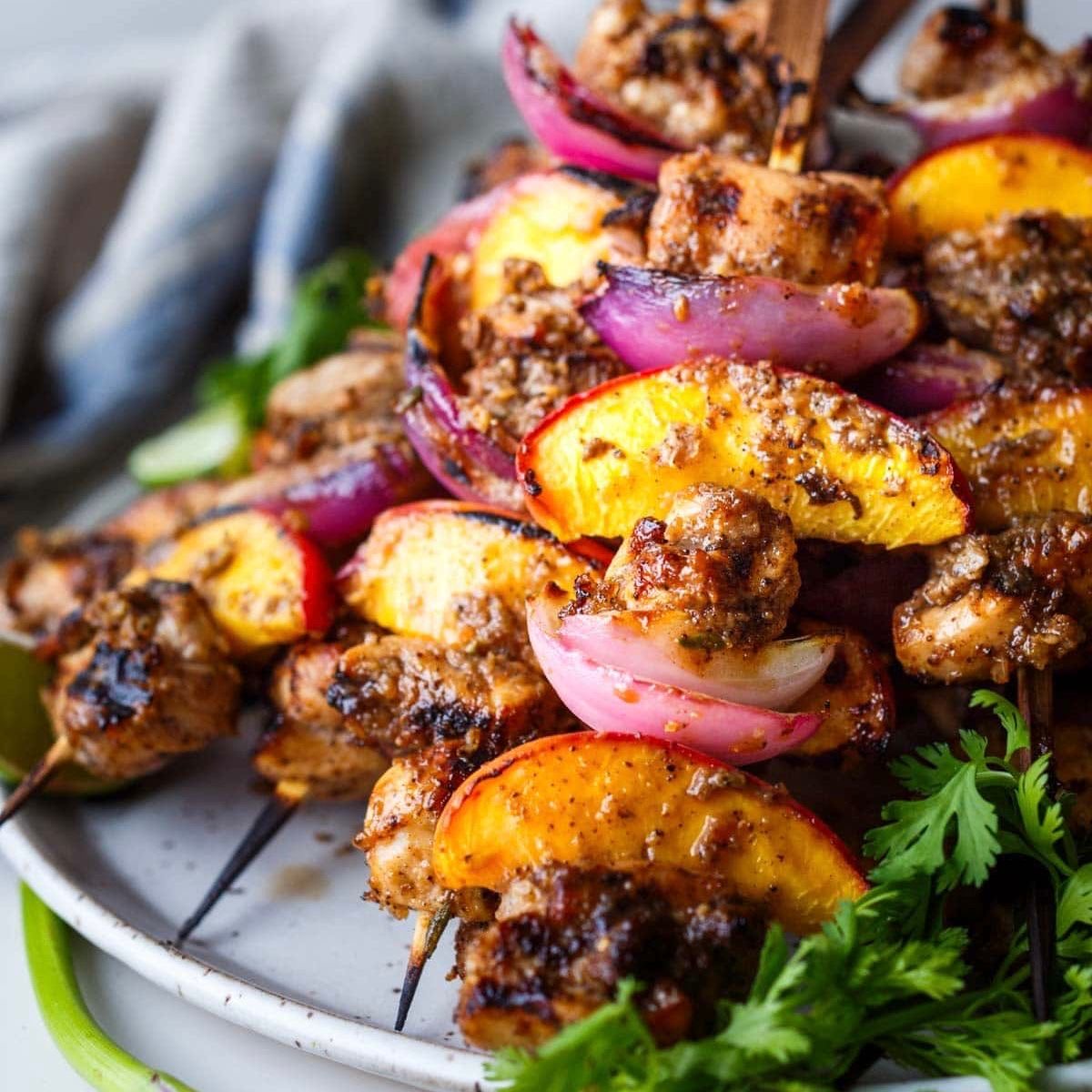 Jerk Chicken Skewers with Grilled Zucchini
