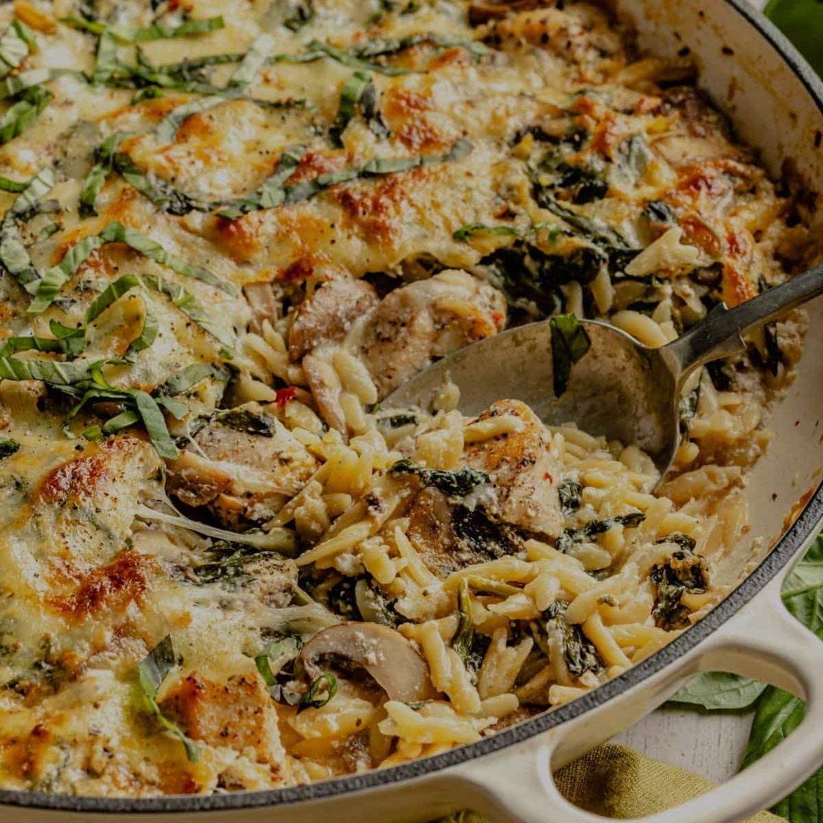 Creamy Ricotta Spinach Chicken & Orzo