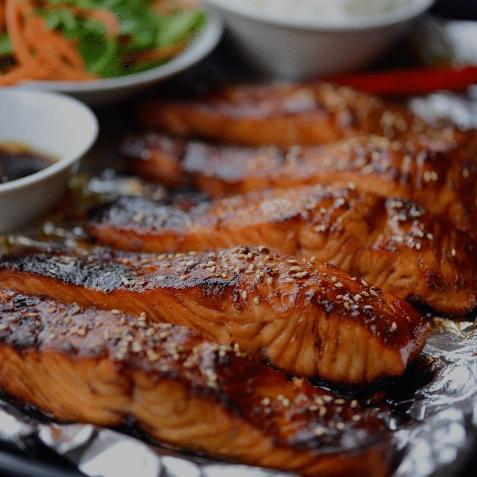 Korean Style Salmon Rice Vegetables