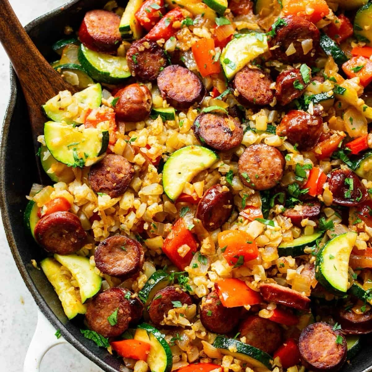 Skillet Sausage Veggies and Rice (Delivered: June 29)