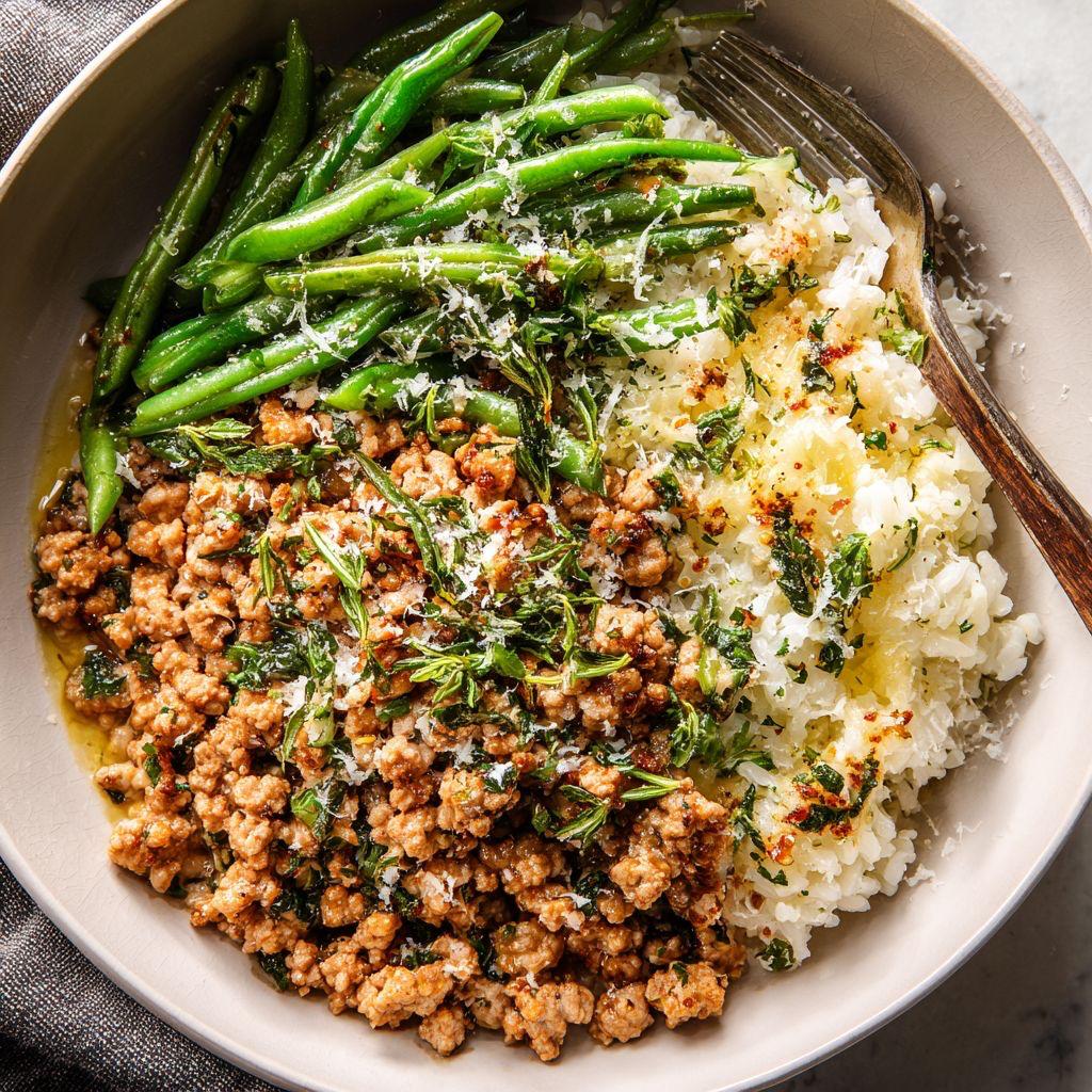 Garlic Butter Ground Turkey Rice Bowl