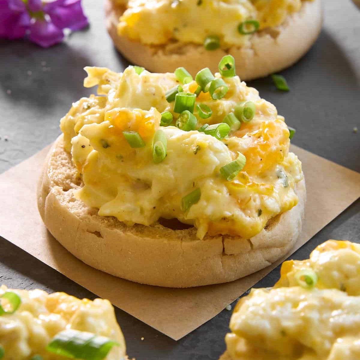Cheesy Scrambled Eggs with English Muffins (Delivered: September 21)