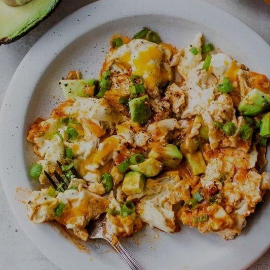 Enchilada Scrambled Eggs with English Muffin