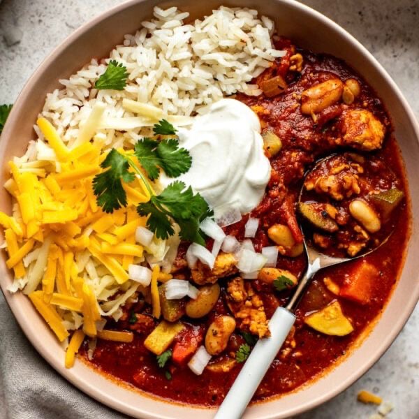 Turkey Chili Loaded with Veggies Served with Rice (Delivered: October 26)