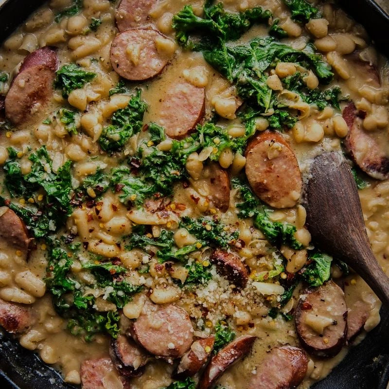 White Bean Sausage Skillet with Kale (Delivered: September 25)