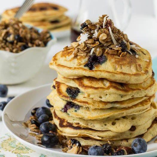 Blueberry Granola Pancakes