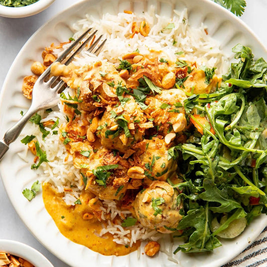 Yellow Curry Meatballs with Peanut Shallot Crispies | 5/14