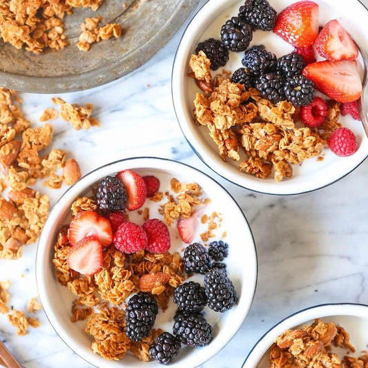 Almond Butter Granola Yogurt Berry Bowls