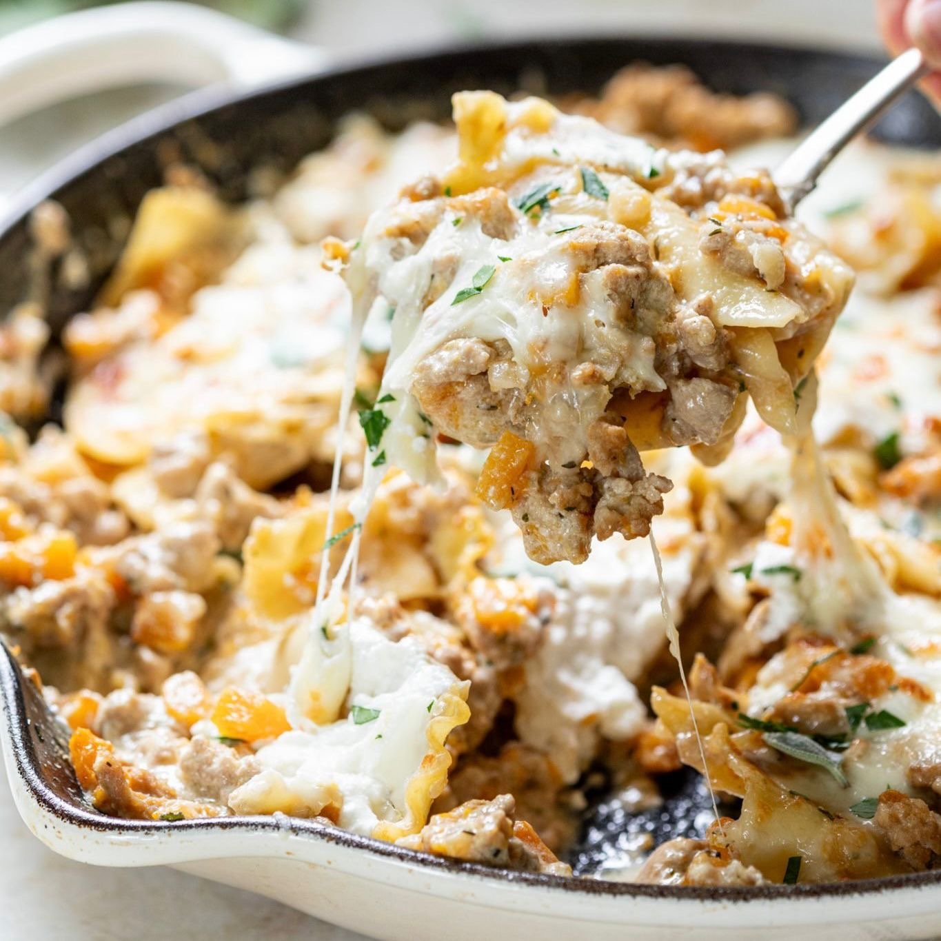 Turkey Butternut Squash Skillet Lasagna (no tomatoes) (Delivered: October 16)