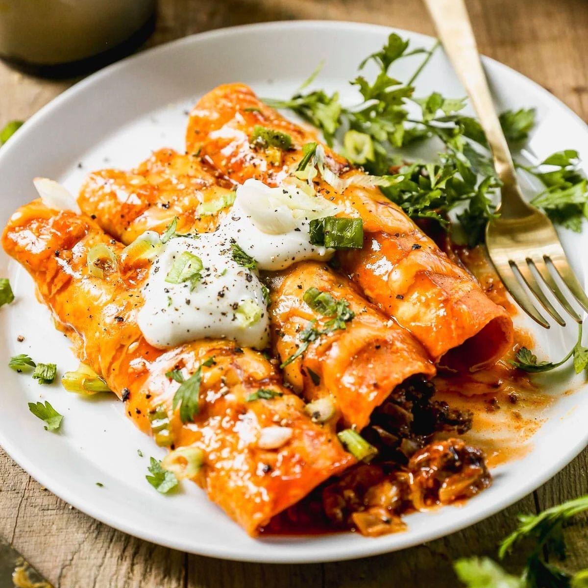 Ground Beef Enchiladas with Spanish Rice
