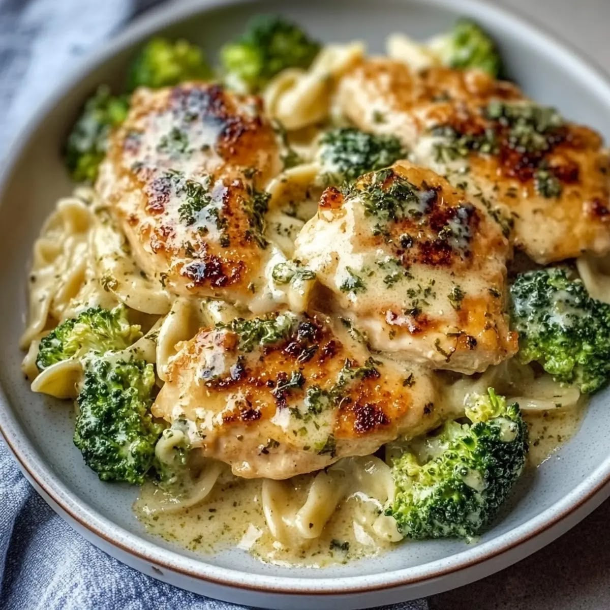 Cowboy Butter Lemon Bowtie Chicken with Broccoli