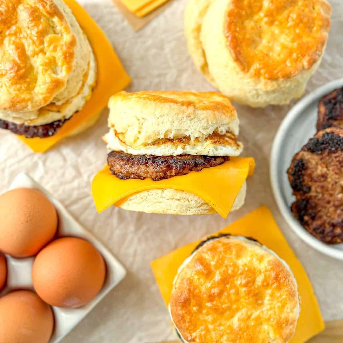 Sausage Egg and Cheese Biscuit Sandwich with Potato Tots (Delivered: September 21)