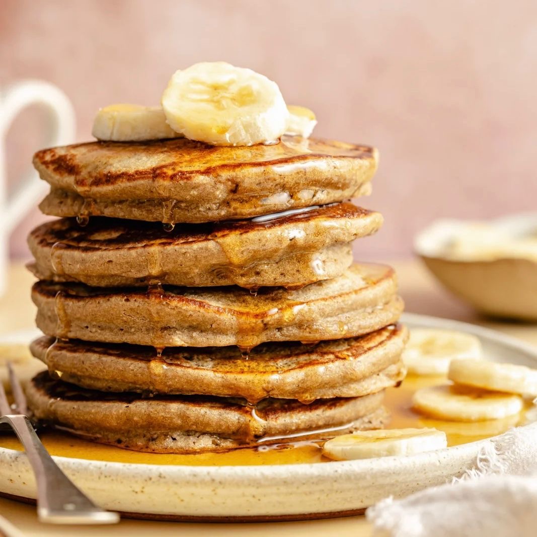 Banana Pancakes with Turkey Sausage and Maple Syrup | 4/26