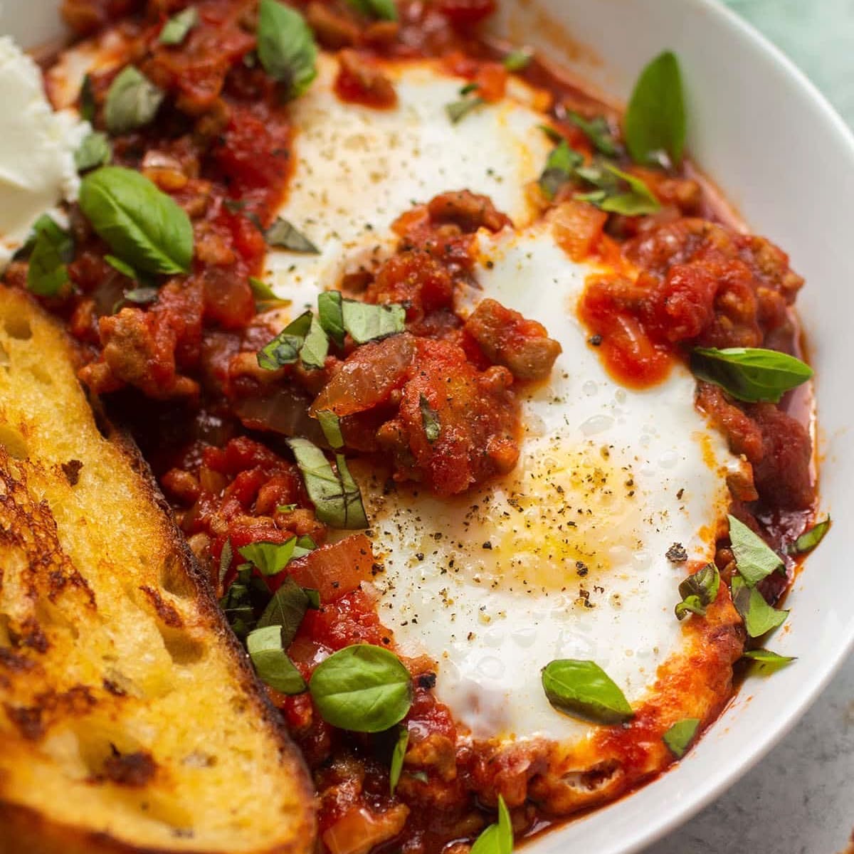 Italian Baked Eggs with Toast