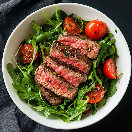 Steak & Arugula Salad with Balsamic Vinaigrette and Cherry Tomatoes
