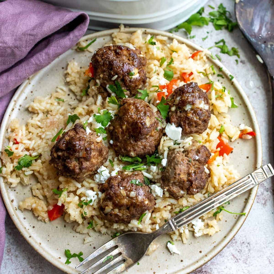 Garlic Butter Meatballs with Rice