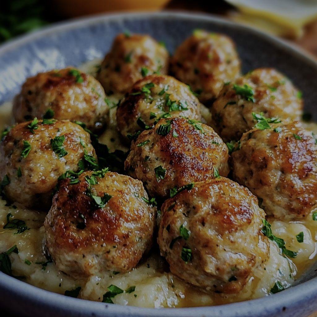 Ranch Chicken Meatballs with Cheesy Rice Green Beans