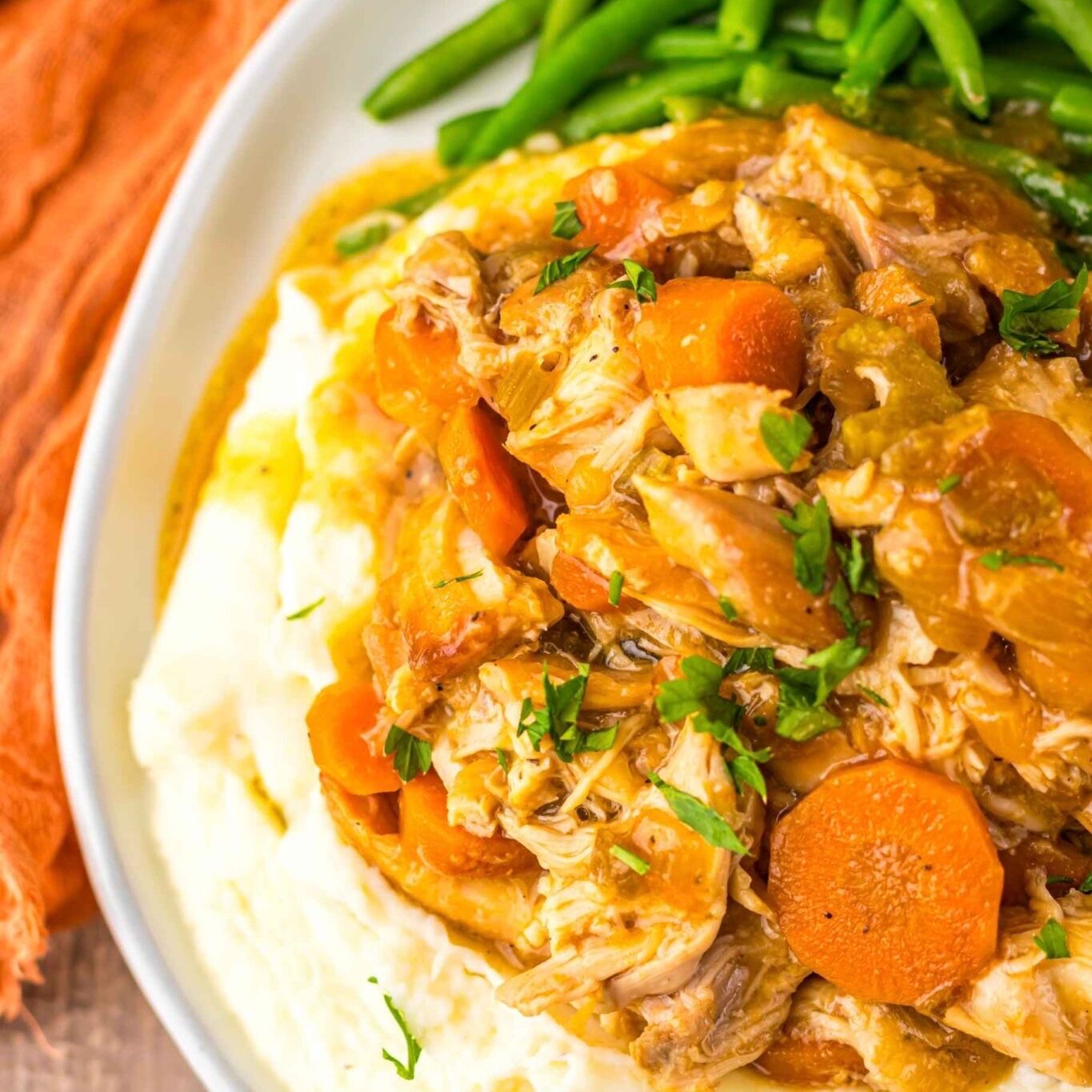 Chicken Pot Roast with Mashed Potatoes and Green Beans | 4/16