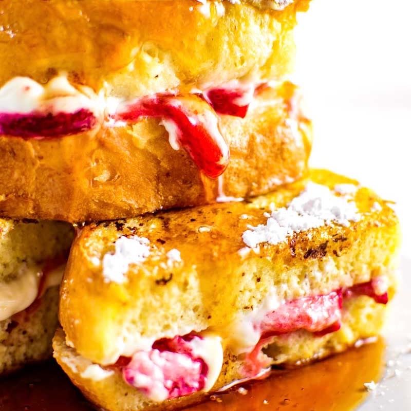 Strawberry Stuffed French Toast with Crispy Bacon