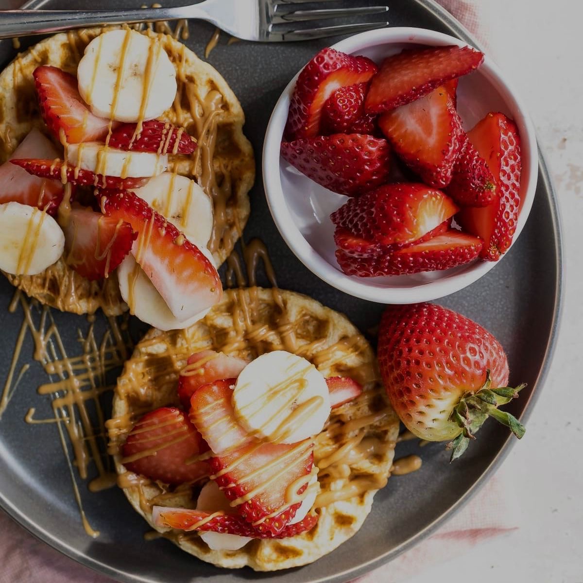 Protein Waffles with Almond Butter Strawberries (Delivered: September 4)