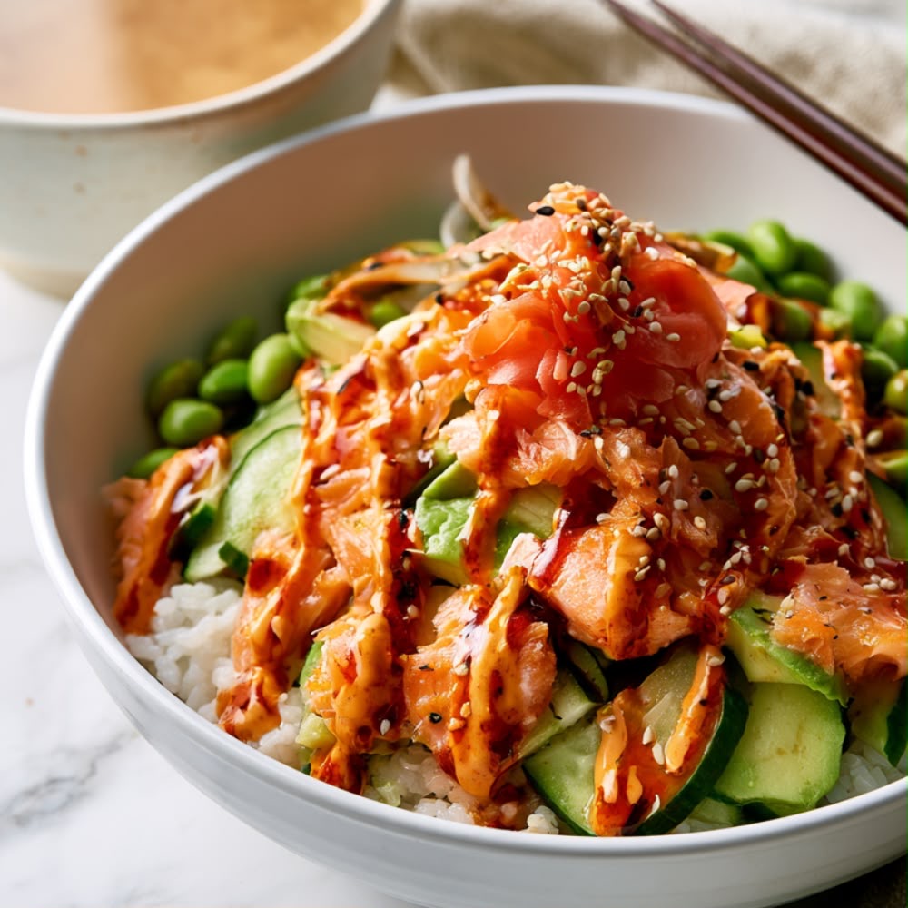 Salmon Sushi Bowl with Spicy Mayo