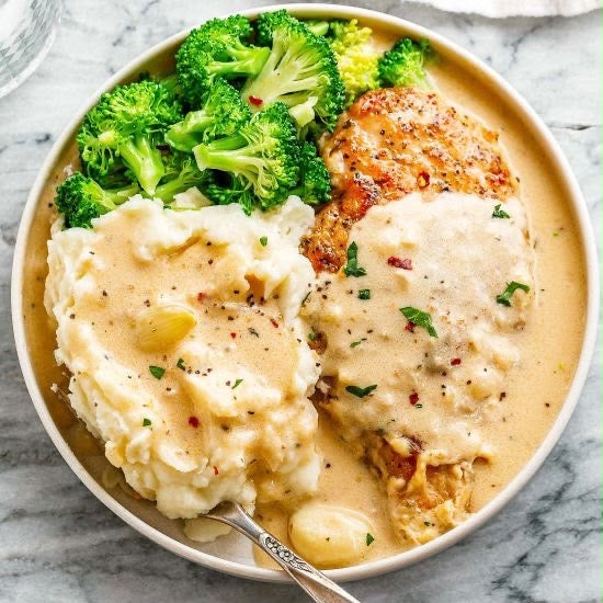 Creamy Garlic Chicken Mashed Potatoes Broccoli