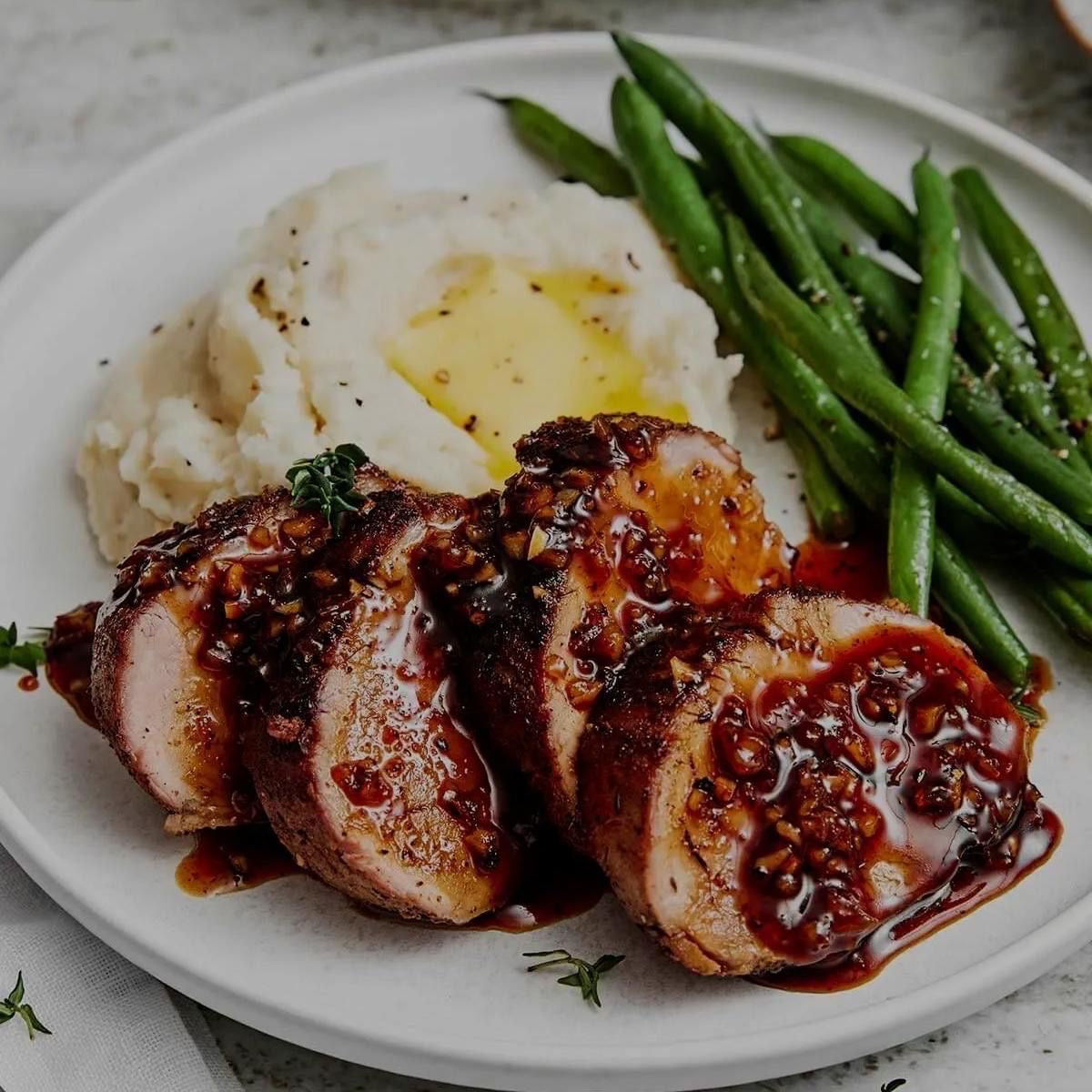 Honey Garlic Pork Tenderloin Mashed Potatoes and Green Beans (Delivered: September 21)