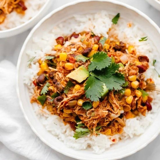 Chicken Taco Chili with Rice and Zucchini
