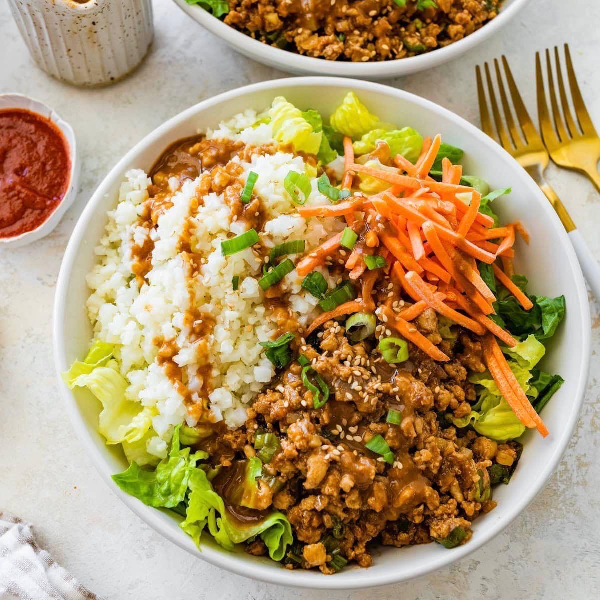 Turkey Lettuce Wrap Plate with Peanut Sauce