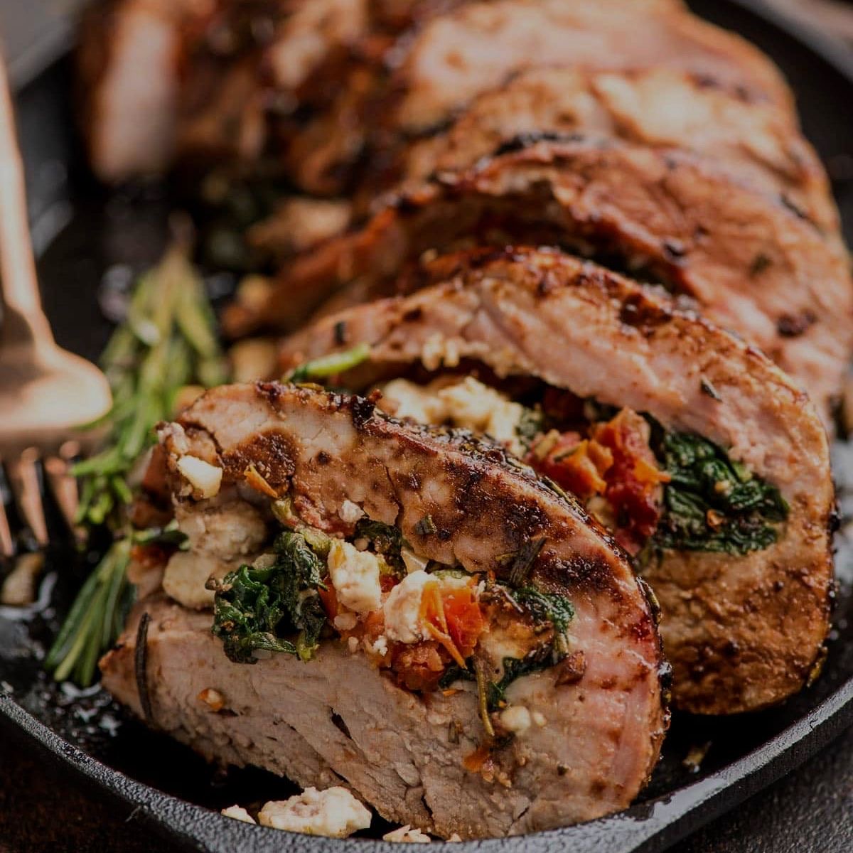 Spinach Feta Stuffed Pork Tenderloin with Potatoes (Delivered: December 21)
