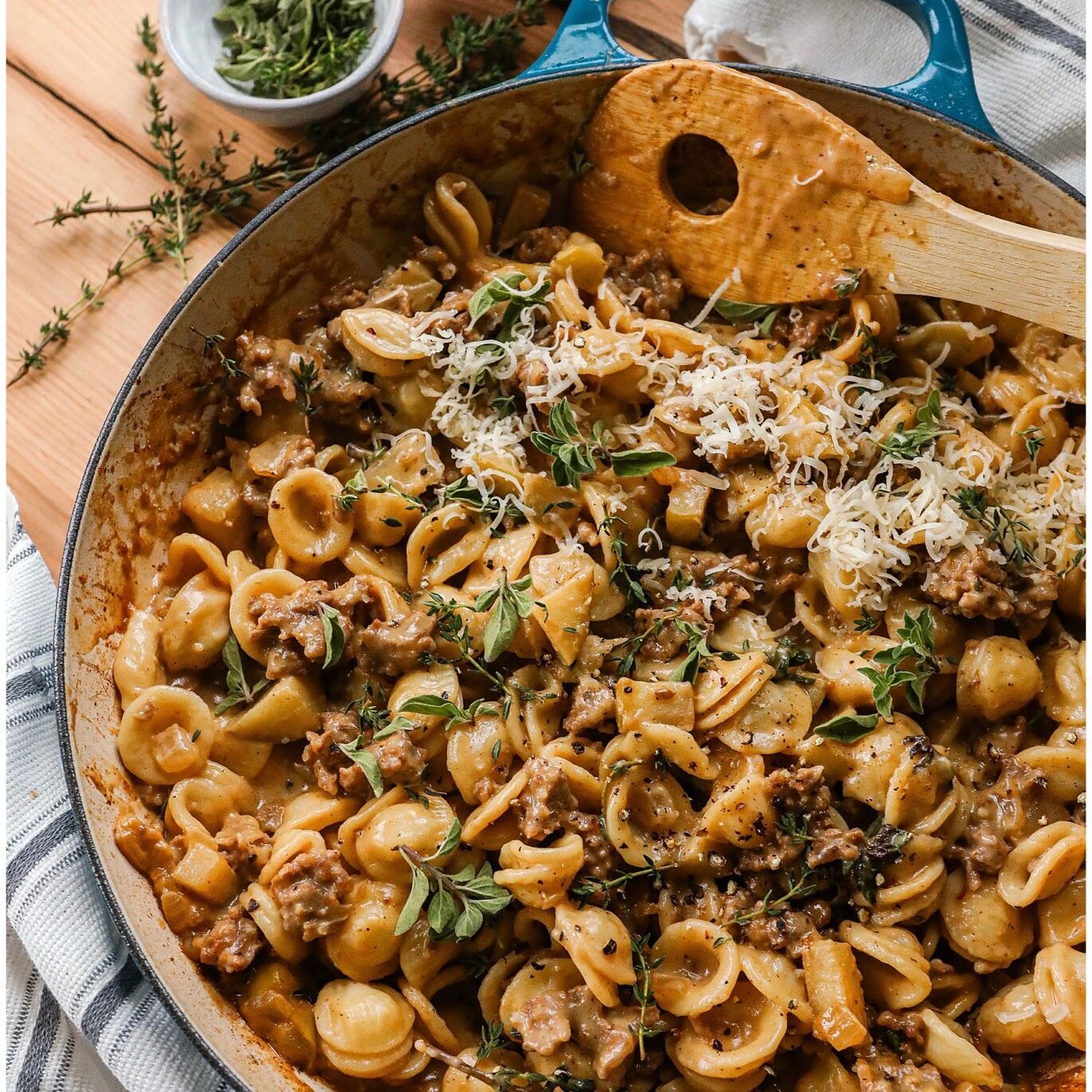 Creamy Apple Gouda Sausage Pasta
