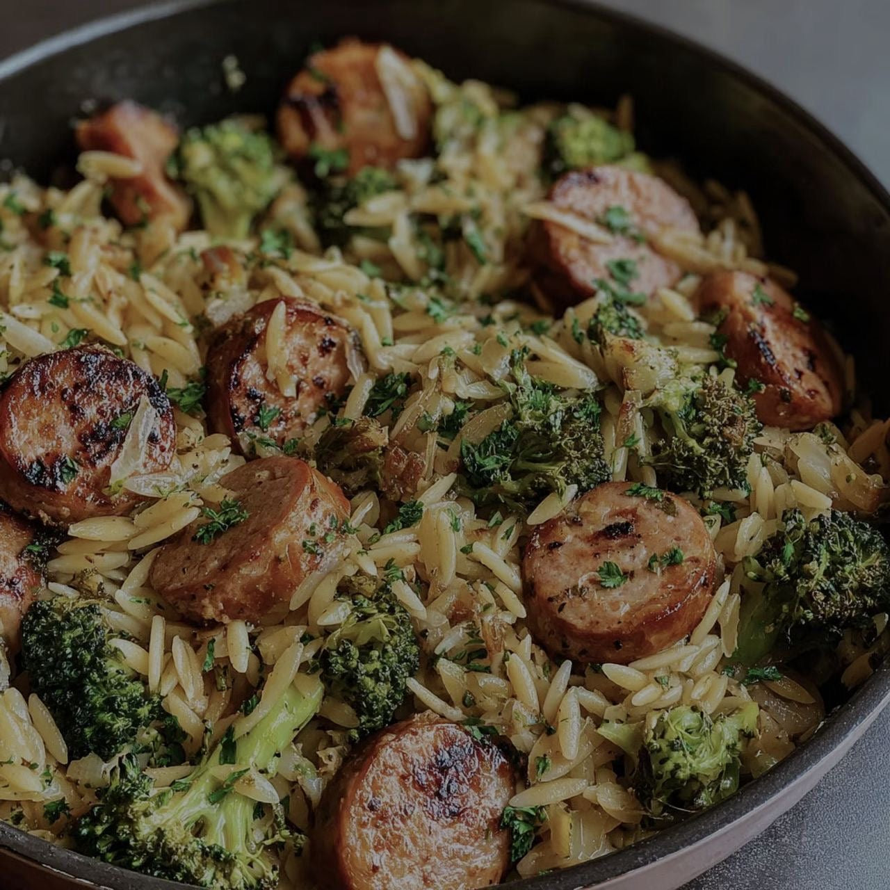 Chicken Sausage Broccoli and Orzo (Delivered: September 21)