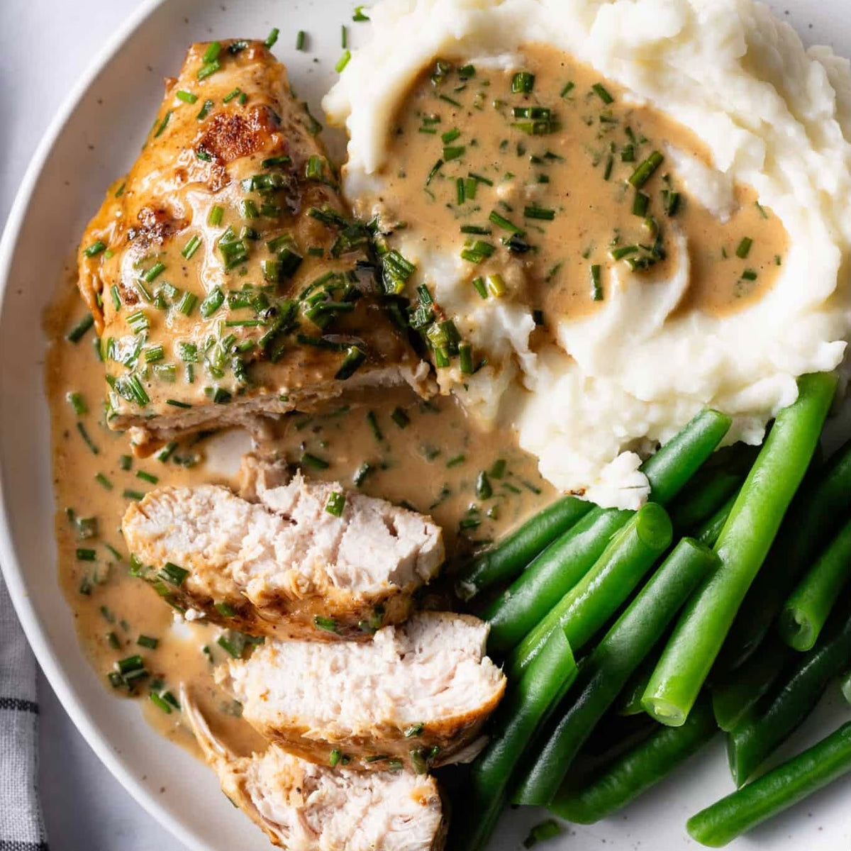 Creamy Chive Chicken Mashed Potatoes Green Beans