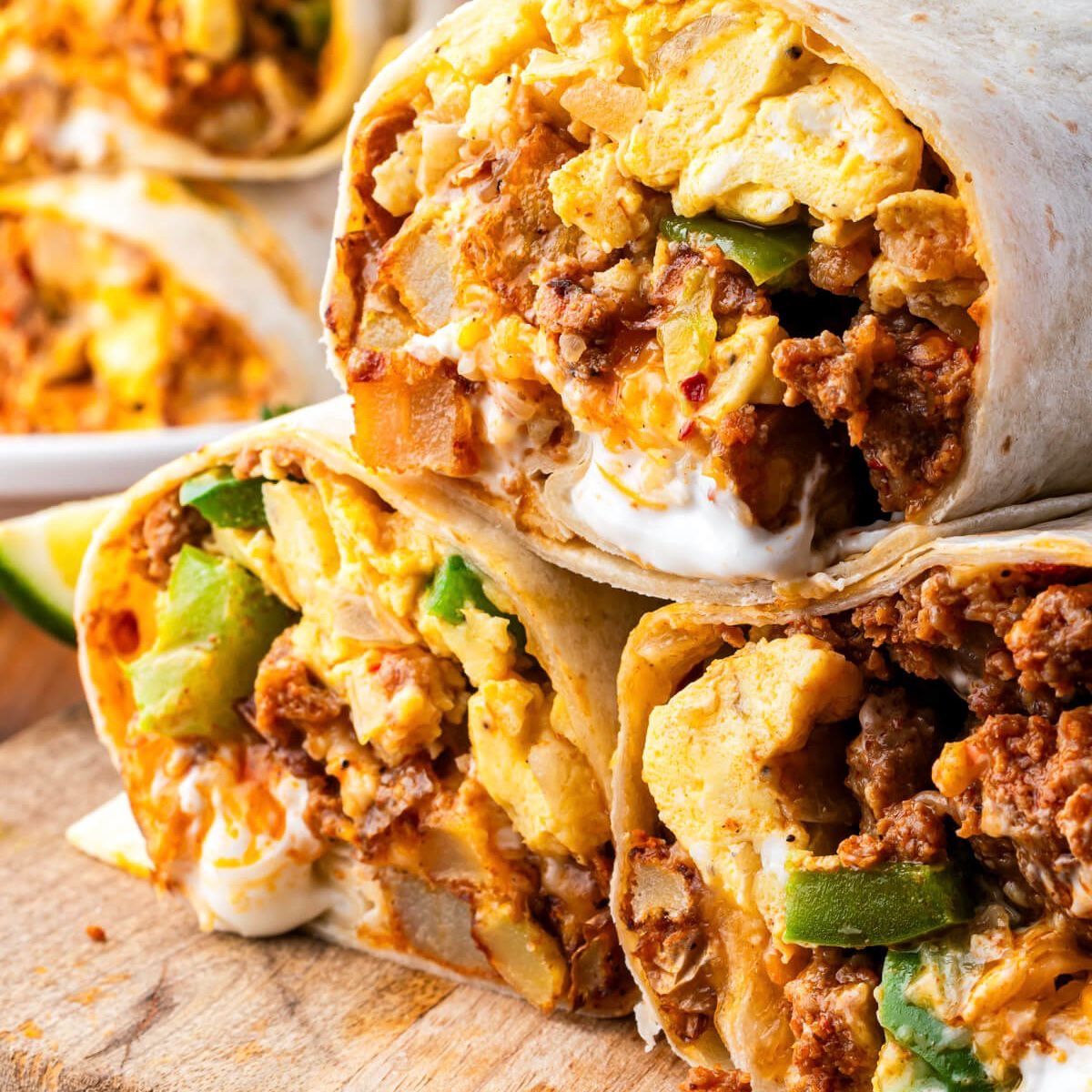 Mexican Breakfast Burrito with Sour Cream & Salsa