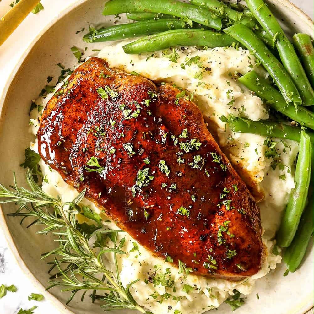 Brown Sugar Dijon Chicken Whipped Potato Green Beans