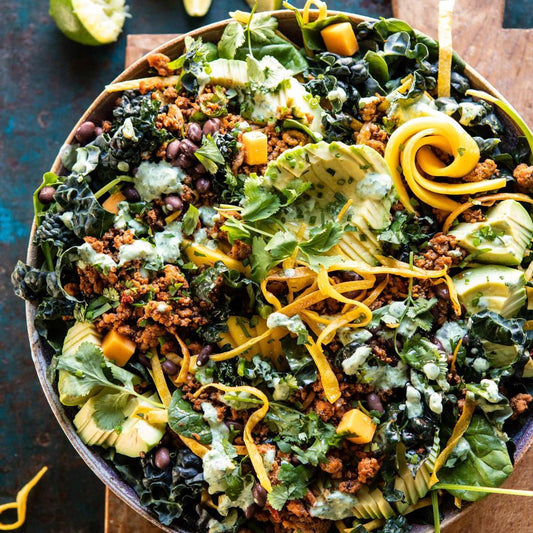 Spicy Turkey Taco Salad with Baja Dressing