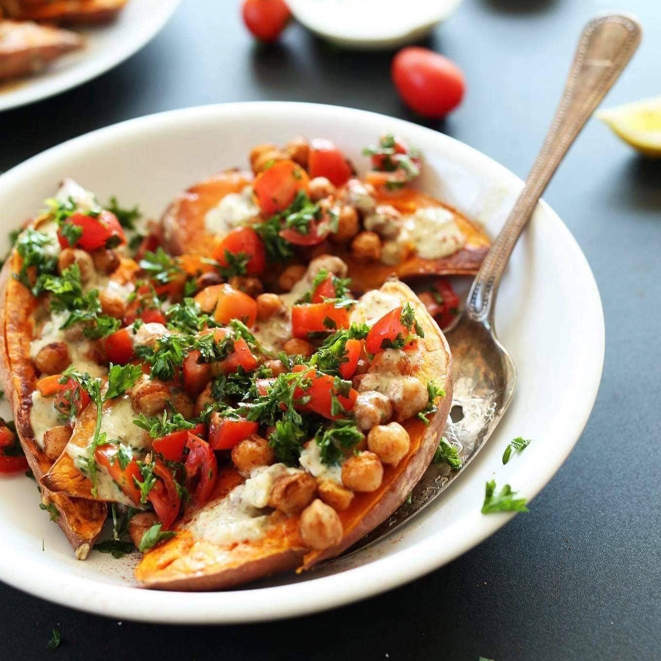 Mediterranean Baked Yams (v)